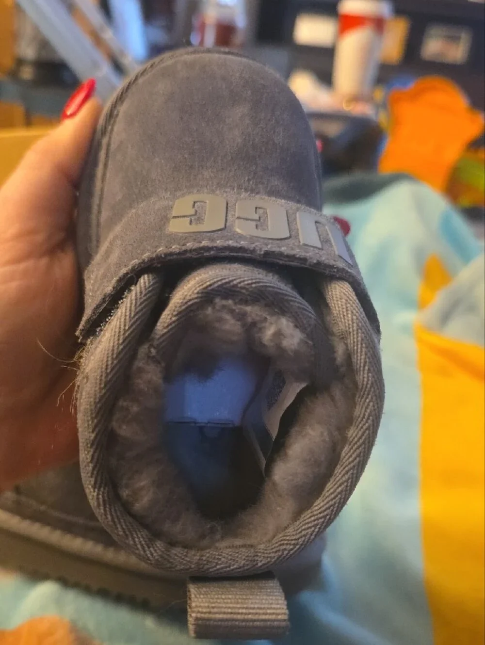 UGG Kids Charcoal Suede Shearling-Lined Boot